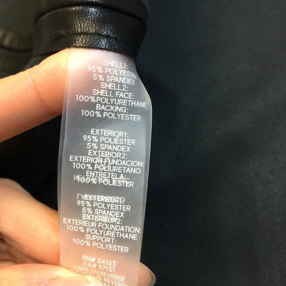 Calvin Klein Fit & Flare Dress Size 8 Black Faux Leather Mock Neck 3/4 Sleeve - Picture 10 of 14